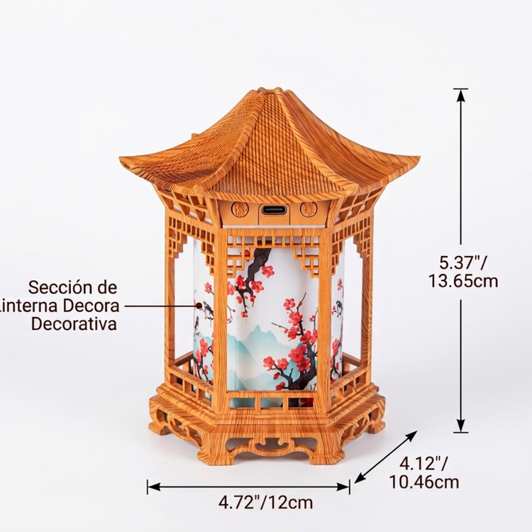 humidificador oriental con luz cálida y vapor